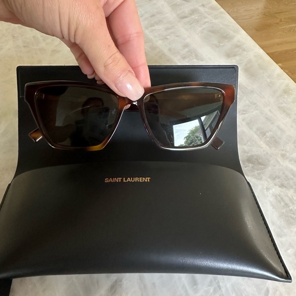 New Acetate YSL Angular cat-eye sunglasses in HAVANA main image 7